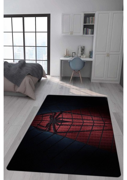Kaymaz Taban Makinada Yıkanabilir Dijital Baskı Spiderman Desenli Genç Odası Halısı
