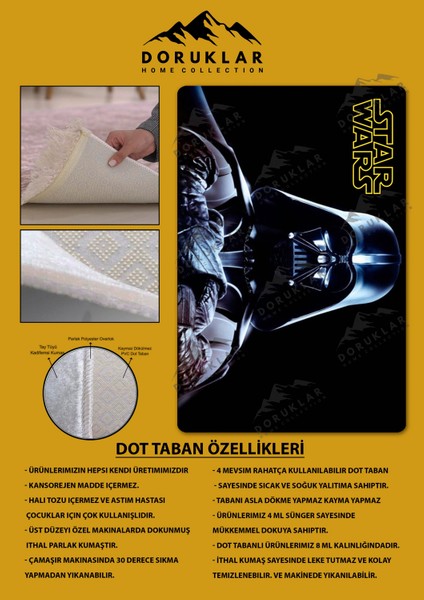 Kaymaz Taban Makinada Yıkanabilir Dijital Baskı Starwars Desenli Genç Odası Halısı fiyatları
