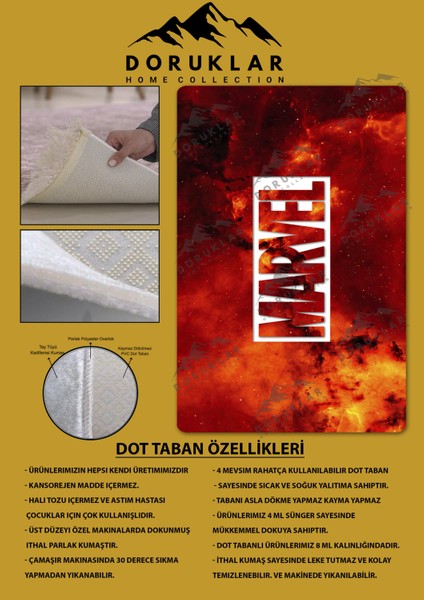 Kaymaz Taban Makinada Yıkanabilir Dijital Baskı Marvel Desenli Genç Odası ve Çocuk Odası Halısı Dot Taban Halı fiyatları