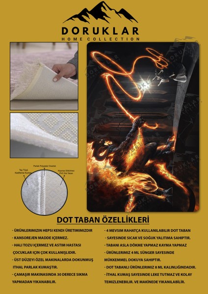 Kaymaz Taban Makinada Yıkanabilir Dijital Baskı Balrog ve Gandalf Desenli Genç ve Çocuk Odası Halısı fiyatları