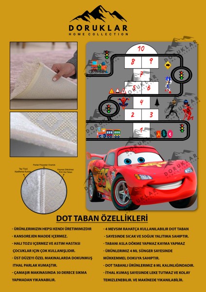 Kaymaz Taban Yıkanabilir Seksekli Mcqueen Desenli Çocuk Halısı modelleri