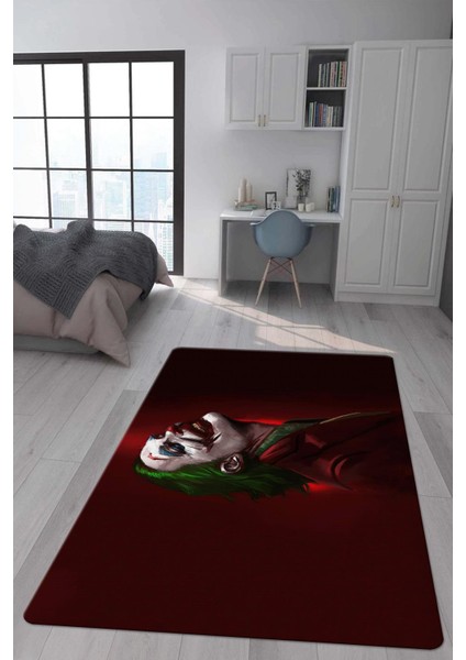 Kaymaz Taban Makinada Yıkanabilir Dijital Baskı Joker Desenli Genç Odası Halısı