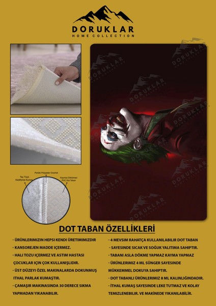 Kaymaz Taban Makinada Yıkanabilir Dijital Baskı Joker Desenli Genç Odası Halısı fiyatları