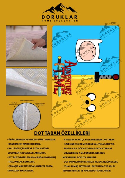 Kaymaz Taban Makinada Yıkanabilir Adventure Time Desenli Çocuk Halısı fiyatları
