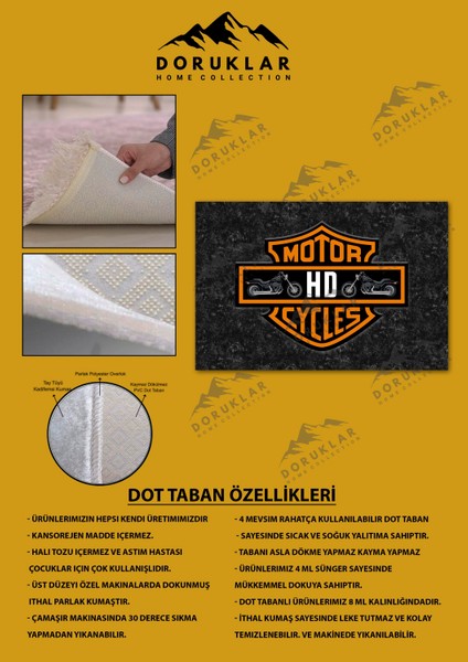 Kaymaz Taban Makinada Yıkanabilir Dijital Baskı Motor Desenli Genç Odası Halısı