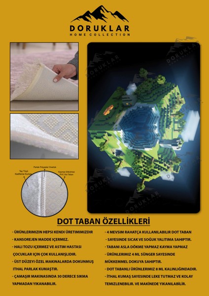 Kaymaz Taban Makinada Yıkanabilir Dijital Baskı Mineeecraft Desenli Genç Odası Halısı fiyatları