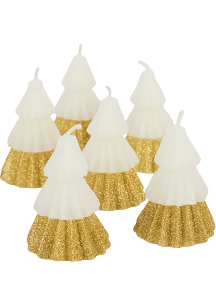 - Ivory Mini Tree Candles - Krem Mini Ağaç Mumlar (6'lı)