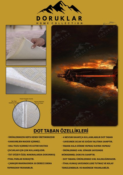 Kaymaz Taban Makinada Yıkanabilir Dijital Baskı Sauron Desenli Genç ve Çocuk Odası Halısı fiyatları