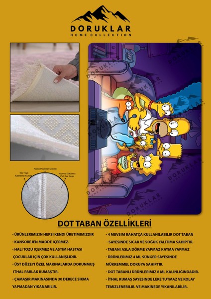 Kaymaz Taban Makinada Yıkanabilir Simpsons Desenli Çocuk Halısı fiyatları