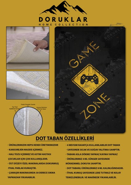 Kaymaz Taban Makinada Yıkanabilir Dijital Baskı Gamer Desenli Genç Odası ve Çocuk Odası Halısı Dot Taban Halı fiyatları