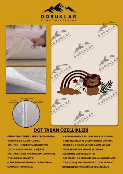 Kaymaz Taban Makinada Yıkanabilir Aslan Desenli Çocuk Halısı fiyatları