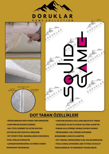 Kaymaz Taban Makinada Yıkanabilir Dijital Baskı Squid Game Desenli Genç Odası Halısı Dot Taban Halı fiyatları