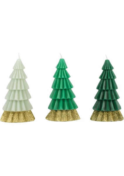 - Green Tree Candles - Yeşil Ağaç Mumlar (3'lü)