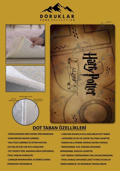 Kaymaz Taban Makinada Yıkanabilir Dijital Baskı Harry Potter Desenli Genç Odası ve Çocuk Odası Halısı Dot Taban Halı fiyatları
