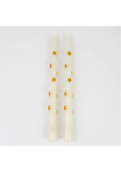 - Gold Star Taper Candle - Altın Yıldız Detaylı Mumlar (2'li) fırsatları