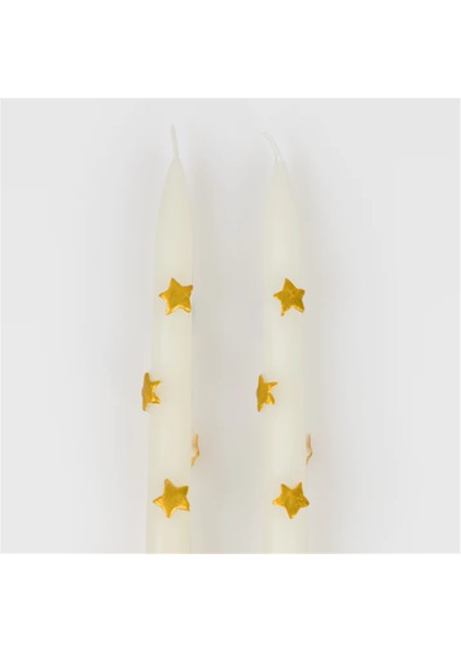 - Gold Star Taper Candle - Altın Yıldız Detaylı Mumlar (2'li) indirimleri