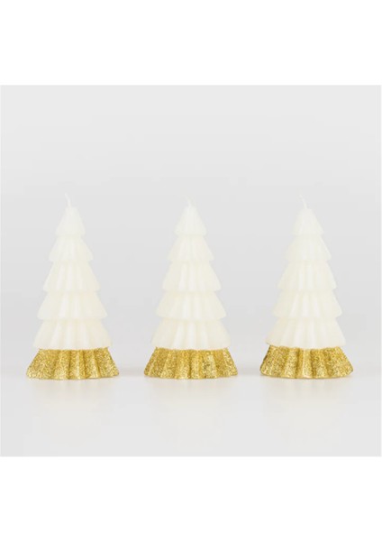 - Ivory Tree Candles - Krem Renk Ağaç Mumlar (3'lü) fırsatları