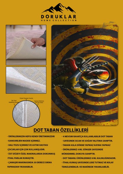 Kaymaz Taban Makinada Yıkanabilir Dijital Baskı Deadpool Desenli Genç Odası Halısı fiyatları
