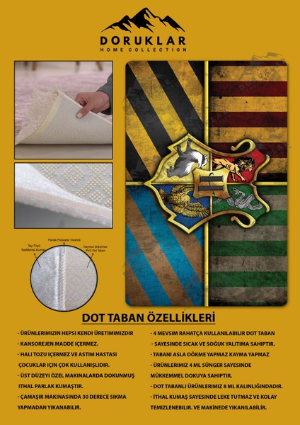 Kaymaz Taban Makinada Yıkanabilir Dijital Baskı Harry Potter Desenli Genç Odası Halısı fiyatları