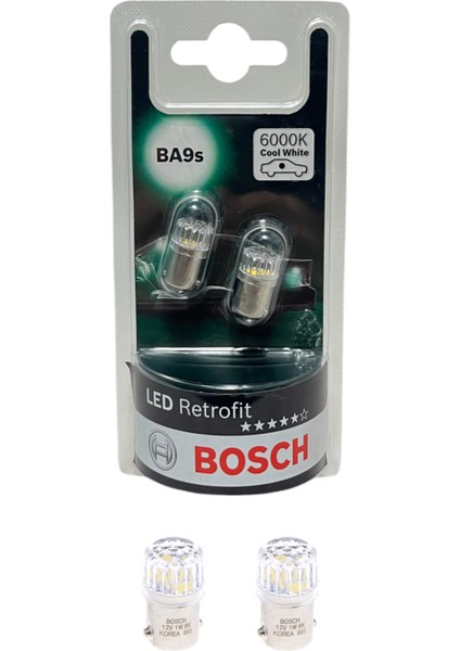 BA9S 12V 1W T4W 6000 Kelvin Soğuk Beyaz LED Redrofit Gösterge, Tavan Ampulü 2'li Takım