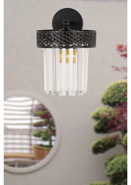 Sitrus Aplik Lux Kristal Taşlı Siyah