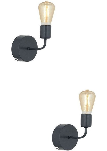 Core Siyah 2'li Aplik Seti Yatak Odası-Yatak Başı,cafe,restoran Için Duvar Lambası