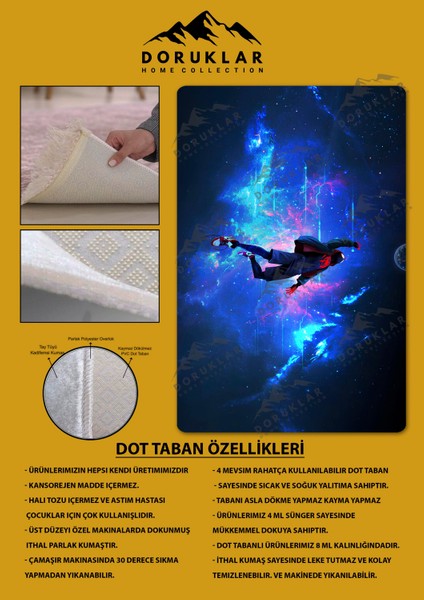 Kaymaz Taban Makinada Yıkanabilir Dijital Baskı Spiderman Desenli Çocuk Halısı fiyatları