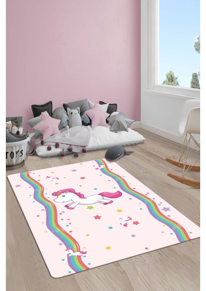 Kaymaz Taban Yıkanabilir Unicorn Desenli Çocuk Halısı