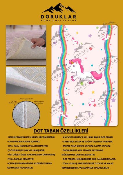 Kaymaz Taban Yıkanabilir Unicorn Desenli Çocuk Halısı fiyatları
