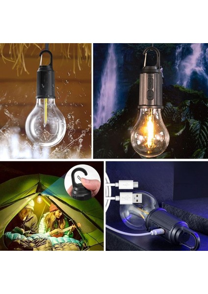 Buffer® Şarj Olabilen 3 Farklı Mod Led'li Kendiliğinden Asma Kancalı Kamp,dış Cephe Lambası