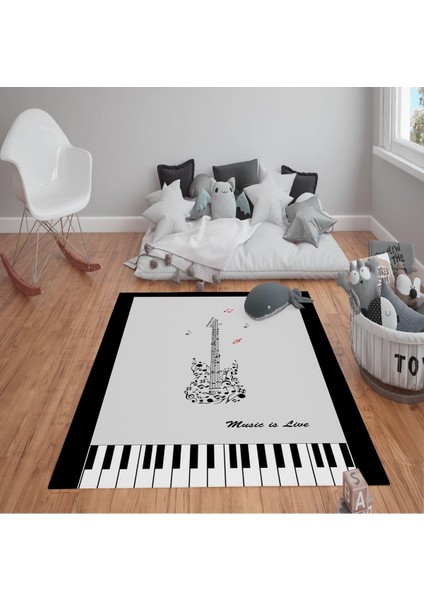 Kaymaz Tabanlı Yıkanabilir Piano Desenli Çocuk Halısı Dot Taban Halı fiyatları