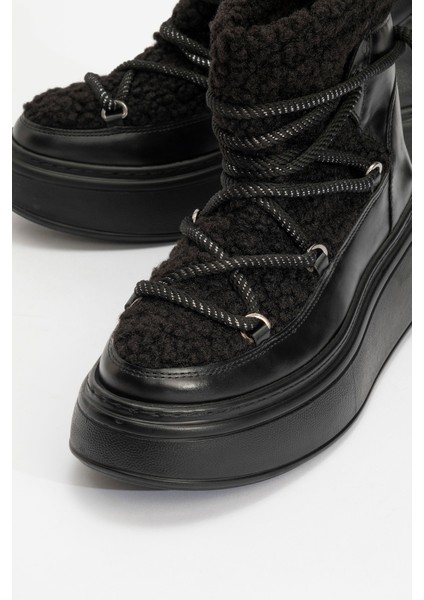 Dila Siyah Suni Kürklü Kadın Kalın Tabanlı Kar Botu modelleri