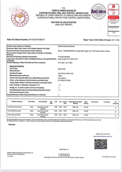 Badem Sütü Konsantresi (Ağır Metal Analizli) - 270g