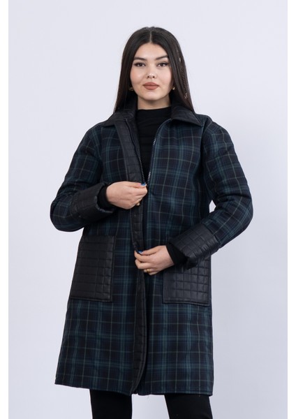 Çift Taraflı Ekose Desenli Iç Kapitoneli Kaban 2573