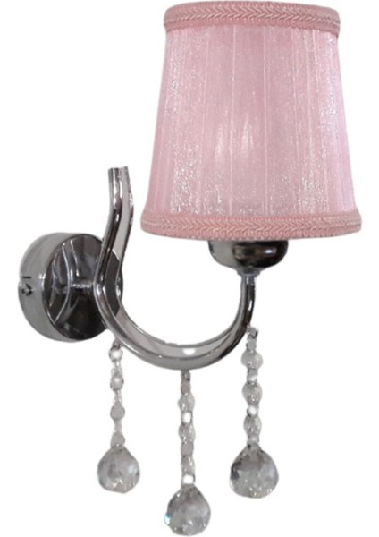 Metal Krom Pembe Taşlı Aplik