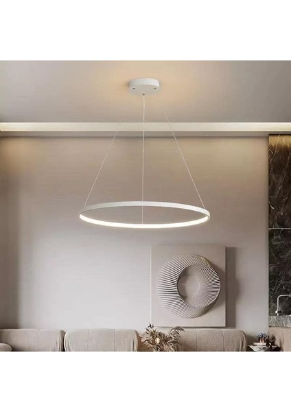 KRAYDINLATMA Saturn Tekli Beyaz & Siyah Gün Işığı Ledli Modern Avize