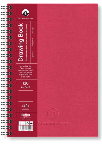 Schoellershammer Drawing Pad Sert Kapak Eskiz Çizim Defteri 120 Gr. A5 54 Yaprak Bordo