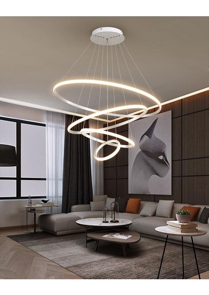 KRAYDINLATMA Saturn Beyaz 4'lü Yeni Ultra Süper Beyaz Ledli Avize