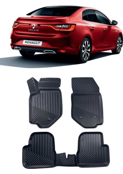 Renault Megane 4 Sedan 2016 ve Sonrası Araca Özel Kauçuk 4d Havuzlu Paspas Takımı