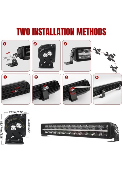 Offroad Sis Lambası 55,9 cm Beyaz Beyaz-Sarı Gündüz Ledli 120W 12-36V Adet / LASS361-1 fırsatları