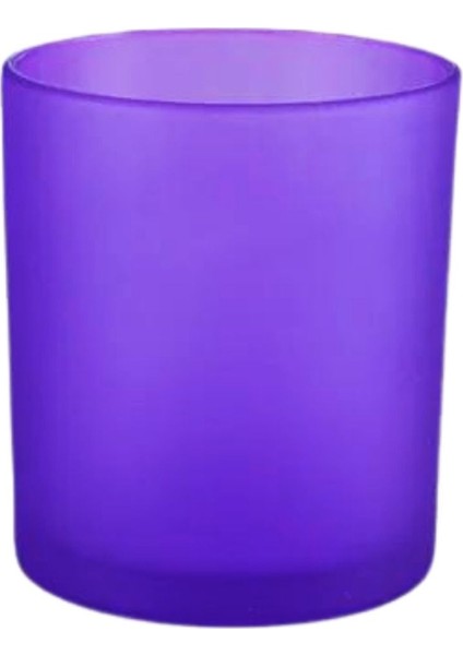 6 Adet Mor Buzlu Düz Cam Bardak Mumluk - Doluma Uygun