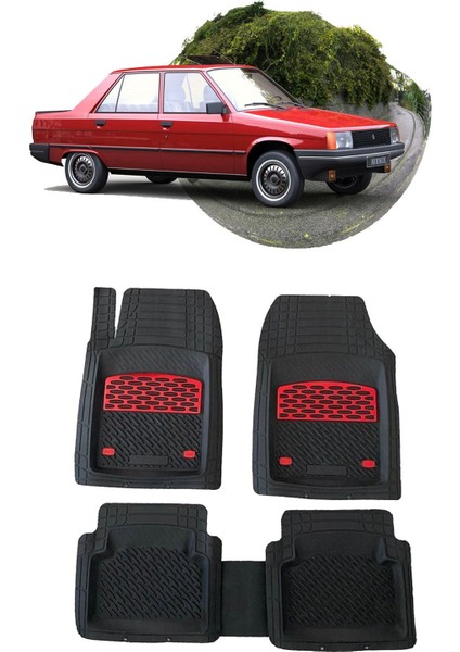 Renault Brodway 1981-1989 Araca Uyumlu Krom Kırmızı Derin Havuzlu Siyah Oto Paspas Takımı