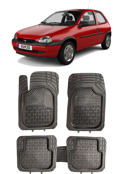Opel Corsa B 1993-2000 Araca Uyumlu Confort Extra Derin Havuzlu Siyah Oto Paspas Takımı