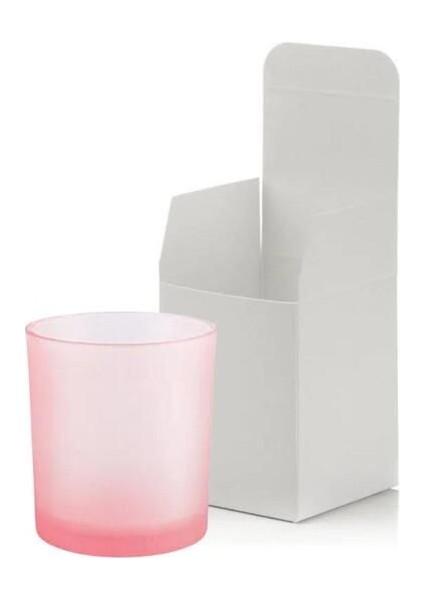 12 Adet Pembe Buzlu Düz Cam Bardak Mumluk