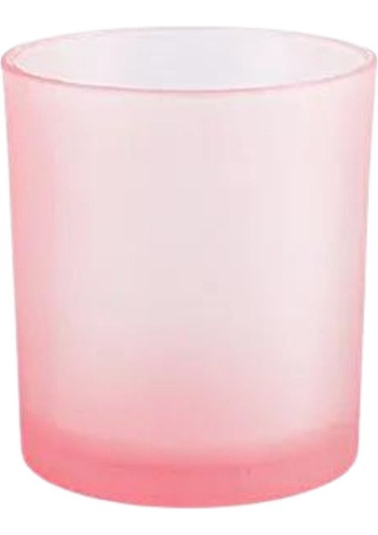 12 Adet Pembe Buzlu Düz Cam Bardak Mumluk