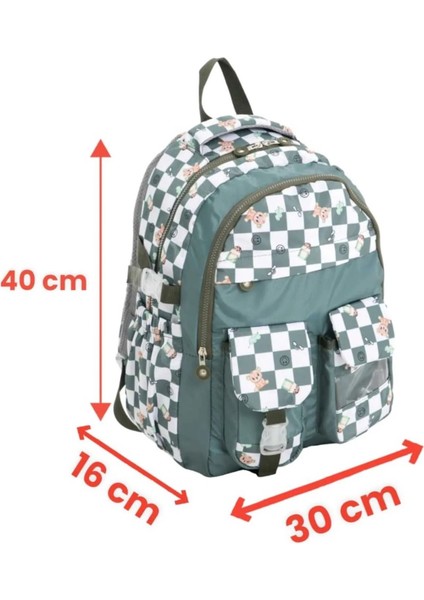 Unisex Su Geçirmez Damalı Renkli Sırt Çantası Okul Çantası