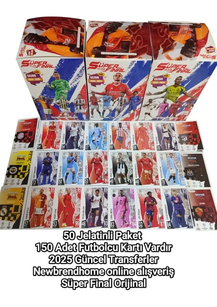 Süper Final (50 Paket 150 Adet Futbolcu Kartı Vardır) 2025 Yeni Sezon Futbolcu Oyun Kağıtları fiyatları