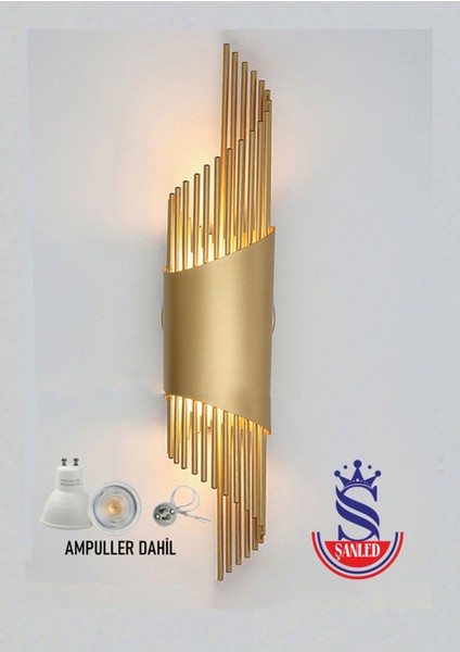 Sarkıt Modeli Metal Çift Yönlü Beyaz-Günışığı-Amber Gold Duvar Aydınlatma Aplik