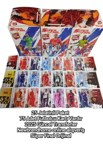 Süper Final 2025 Yeni Sezon (25 Paket 75 Adet Futbolcu Kartı Vardır) Futbolcu Oyun Kağıtları fiyatları