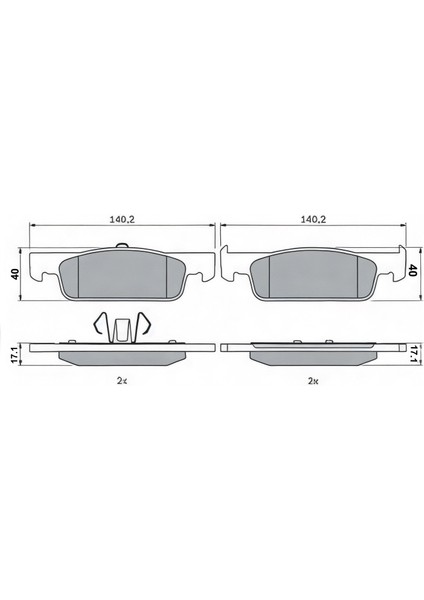 Dacia Sandero I, Iı 2008-2021 Üst Kulak Ince Tip Ön Fren Balatası Takım